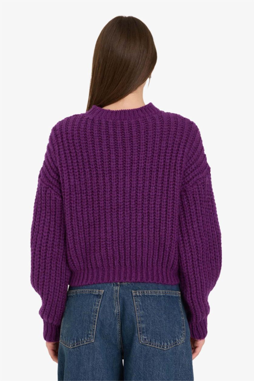 حريمي بنفسجي بلوفر اوفر سايز برقبة مستديرة