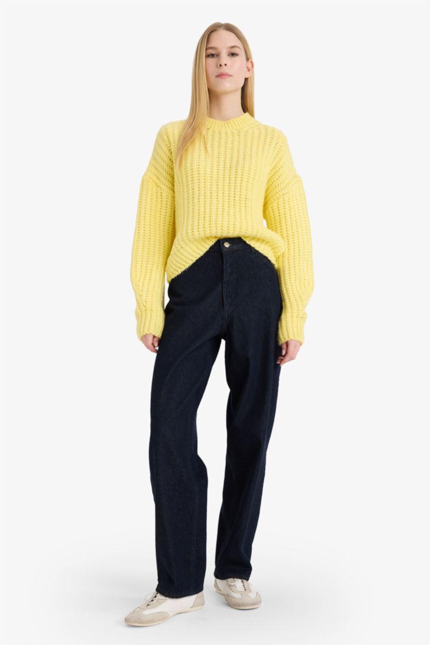 WOMAN Light Yellow Oversize Fit Pullover