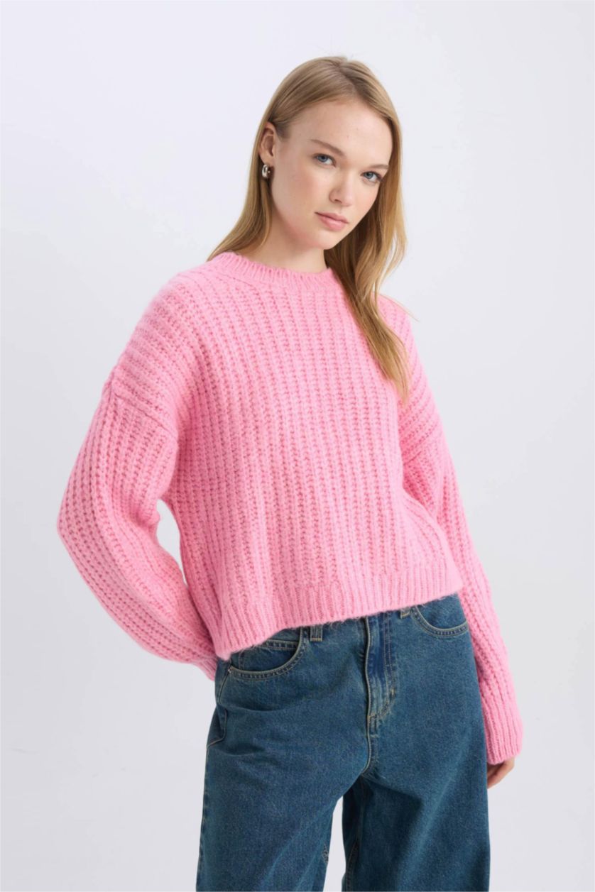 Women Pink Oversize Fit Knitwear Pullover