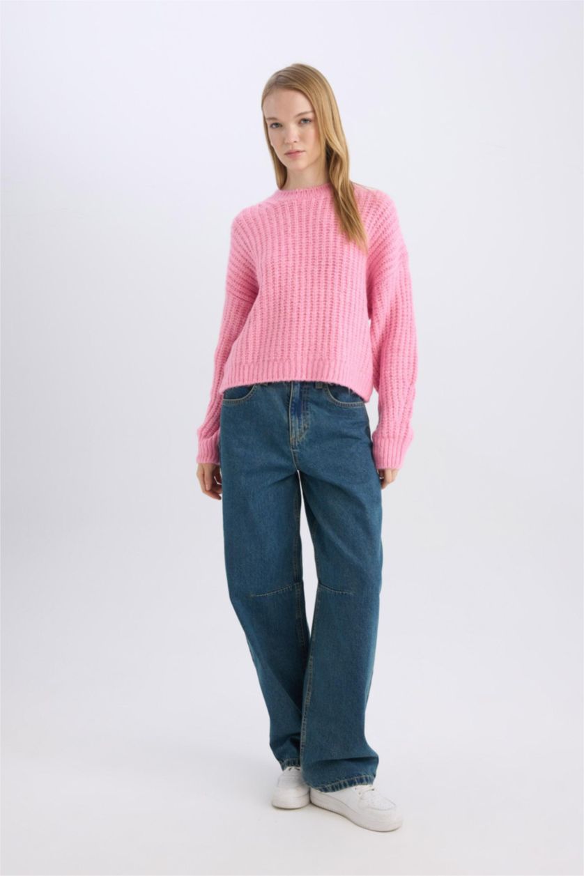 Women Pink Oversize Fit Knitwear Pullover