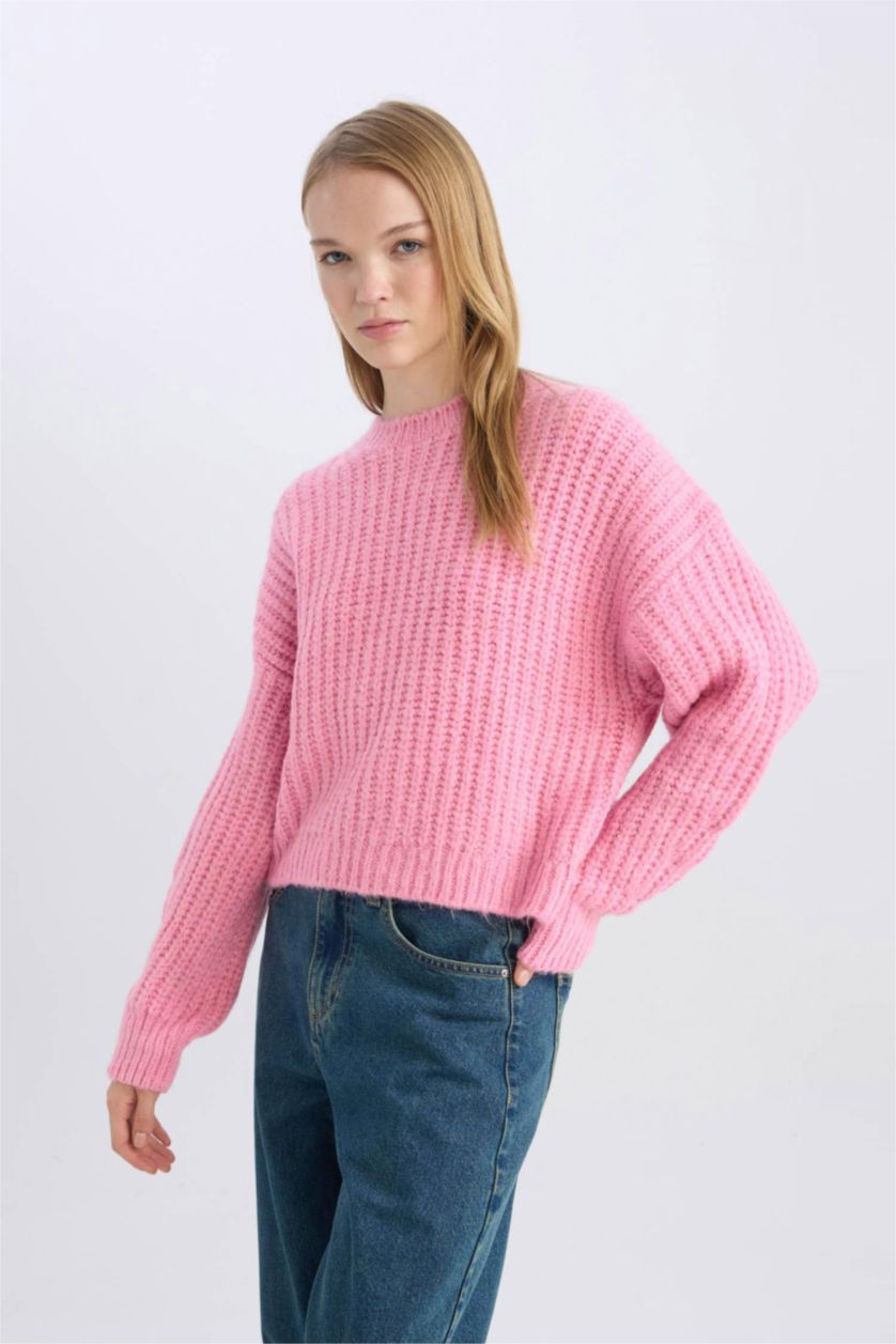 Women Pink Oversize Fit Knitwear Pullover