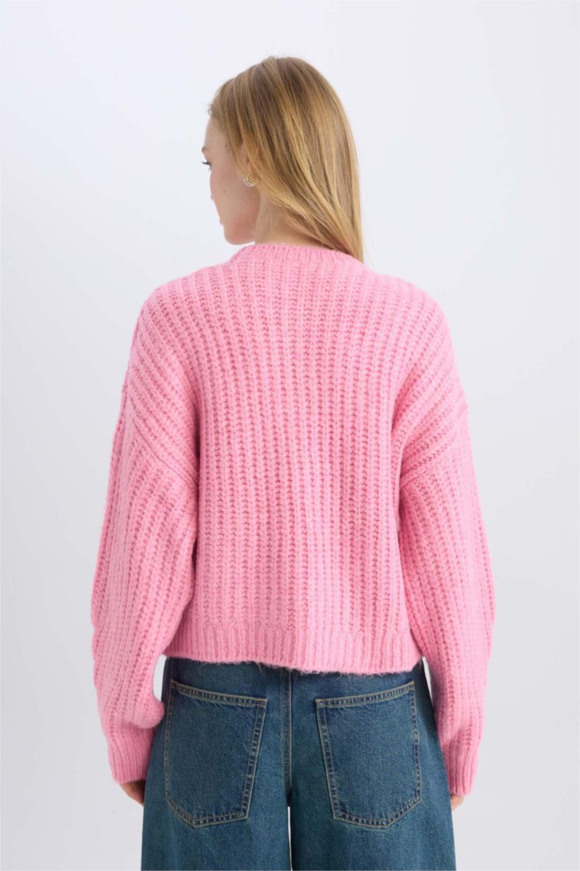 Women Pink Oversize Fit Knitwear Pullover