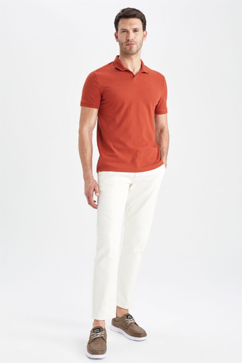 رجالي برتقالي Modern Fit Short Sleeve Polo T-Shirt