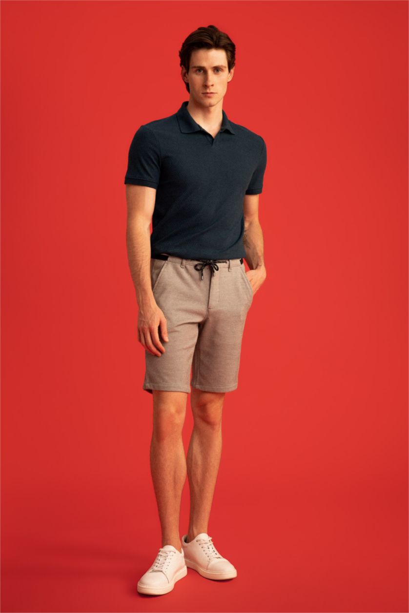 Erkek Petrol Modern Fit Polo Yaka Basic Kısa Kollu Tişört