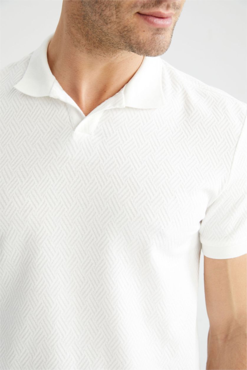 رجالي اوف وايت تي شيرت بولو نص كم بيزك مودرن فيت