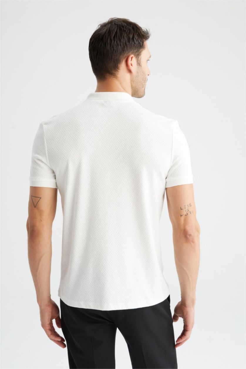 رجالي اوف وايت تي شيرت بولو نص كم بيزك مودرن فيت