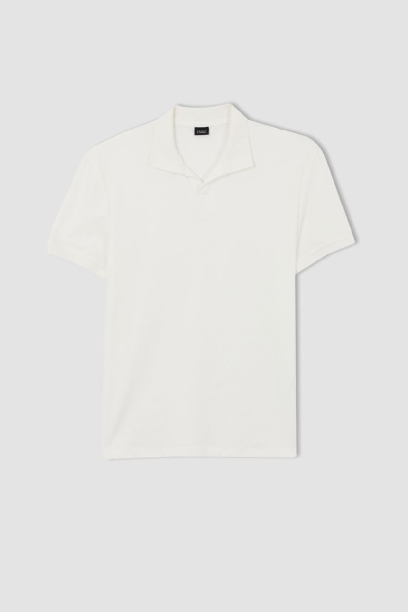 رجالي اوف وايت تي شيرت بولو نص كم بيزك مودرن فيت