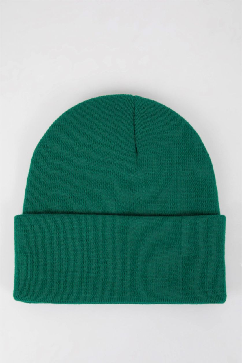 Erkek Çocuk - Genç Erkek Yeşil Erkek Çocuk Dokuma Etiketli Triko Bere