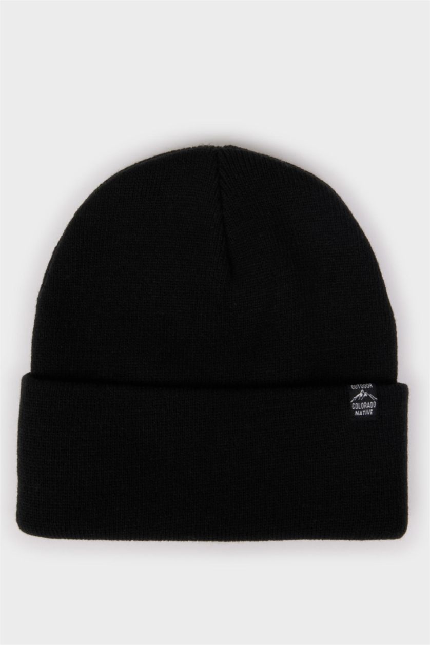 Erkek Çocuk - Genç Erkek Siyah Erkek Çocuk Dokuma Etiketli Triko Bere