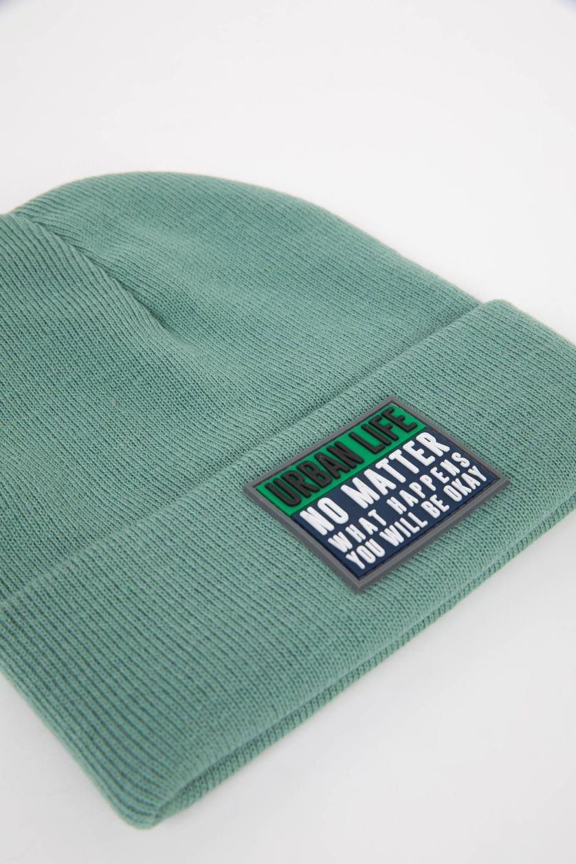 Boys & Teens Aqua Boy Label Beanie