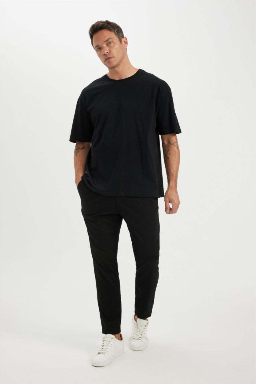 HOMME Blanc T-shirt à manches courtes Coupe Oversize Col rond 2