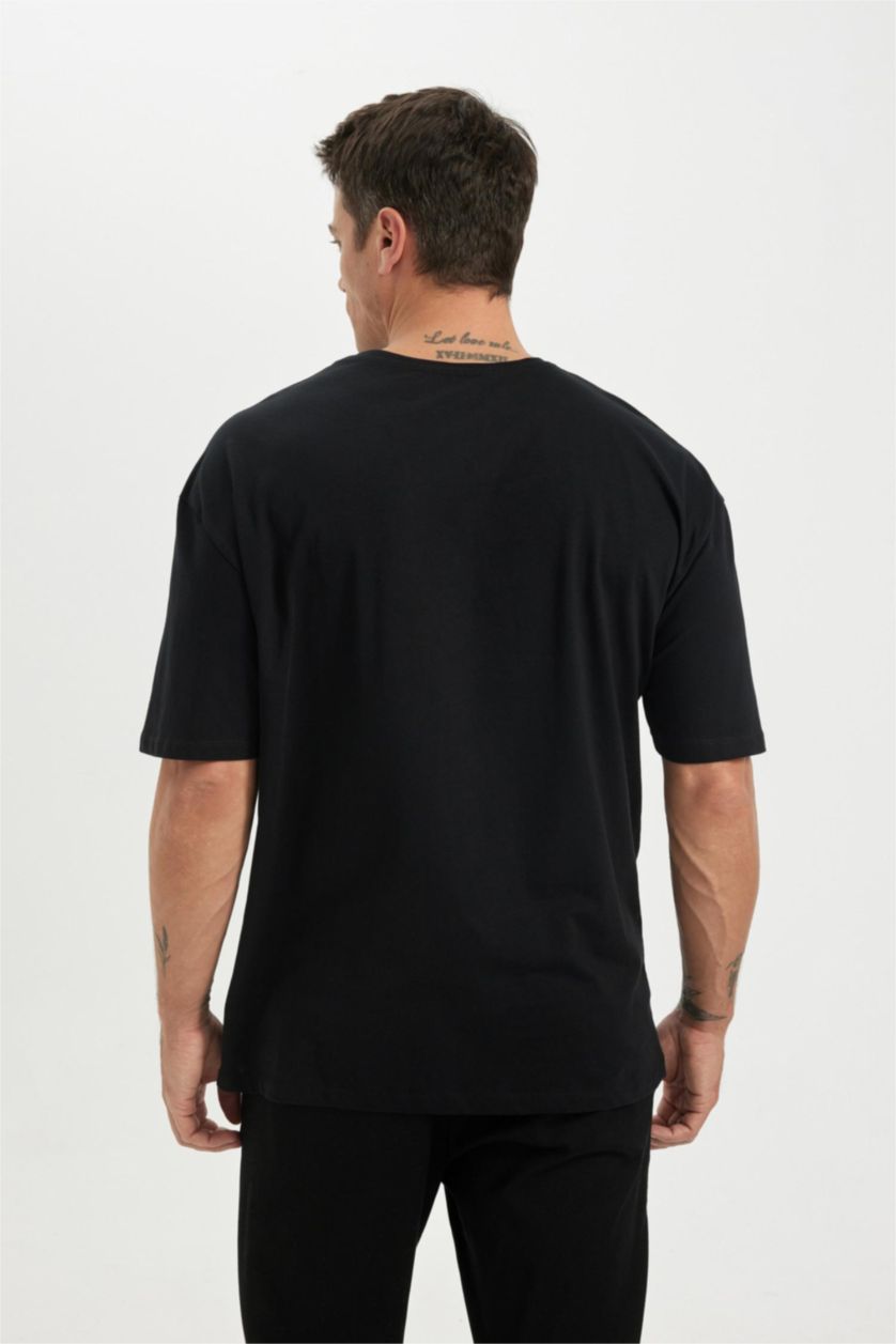 HOMME Blanc T-shirt à manches courtes Coupe Oversize Col rond 2