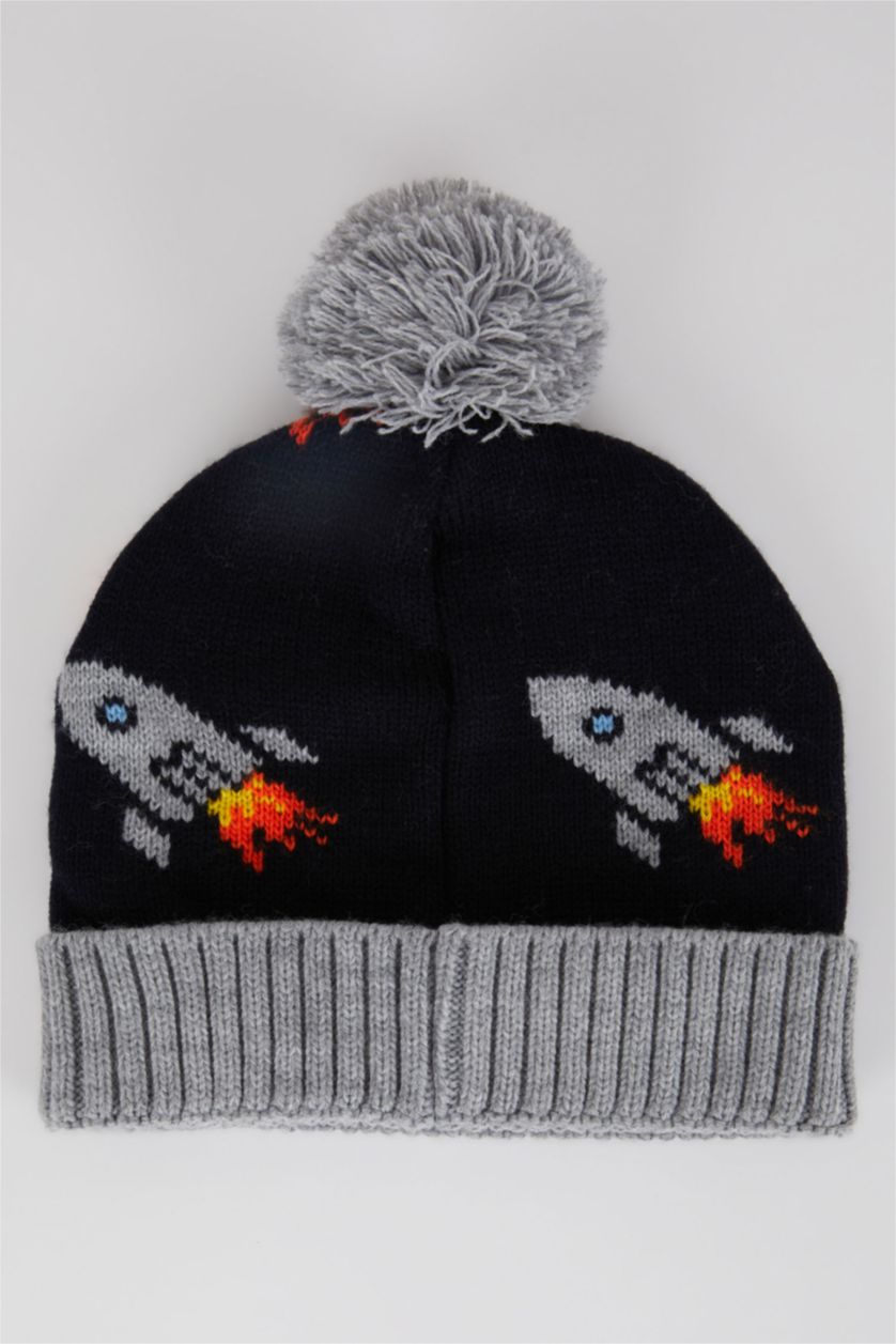 أولادي رمادي طقم اولادي وشاح و قبعة - قطعتين