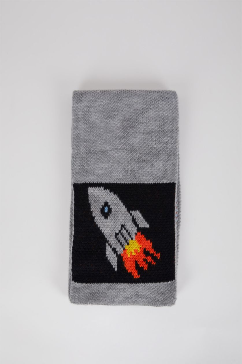 أولادي رمادي طقم اولادي وشاح و قبعة - قطعتين