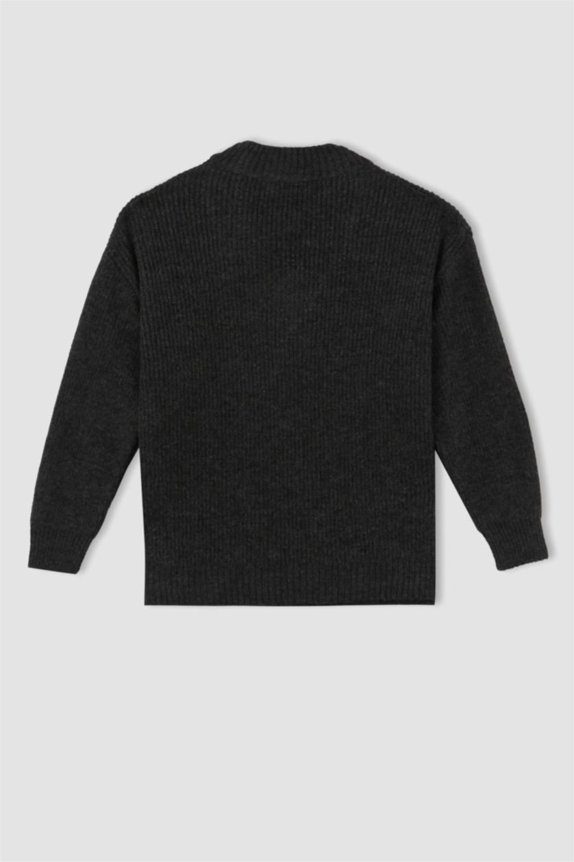 WOMAN Anthracite Melange Oversize Fit V-Neck Tunic