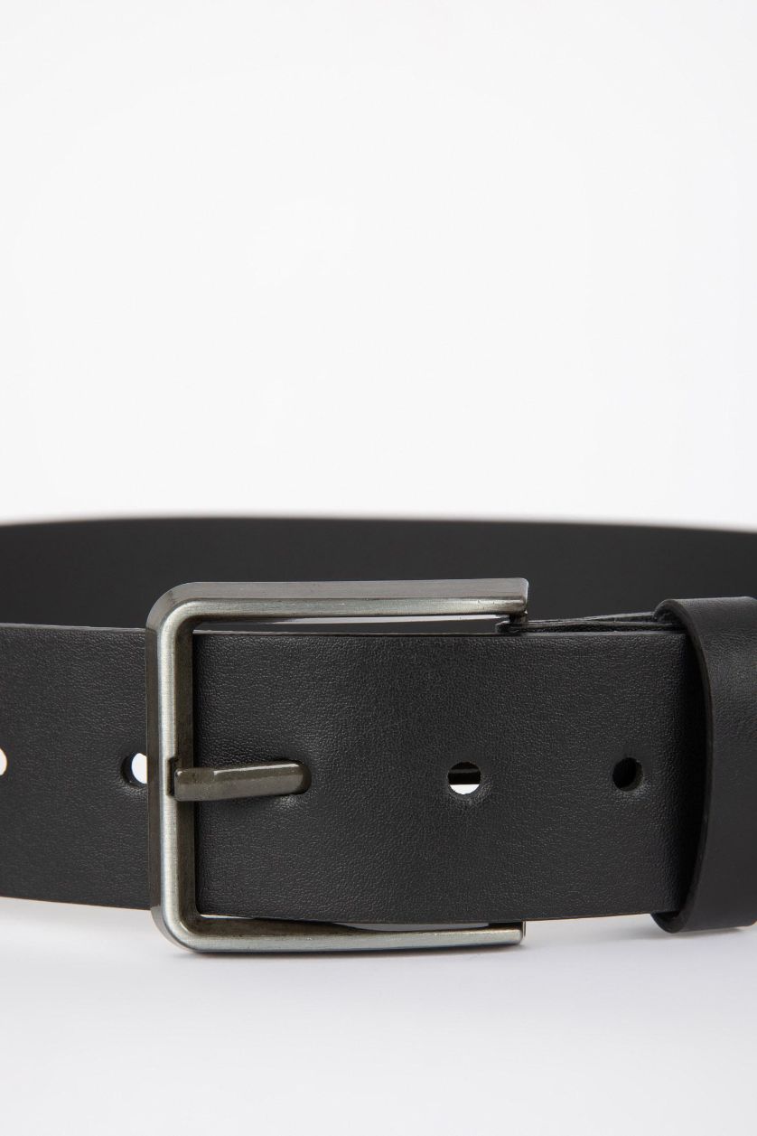 Erkek Siyah Erkek Suni Deri Geniş Jean Kemeri