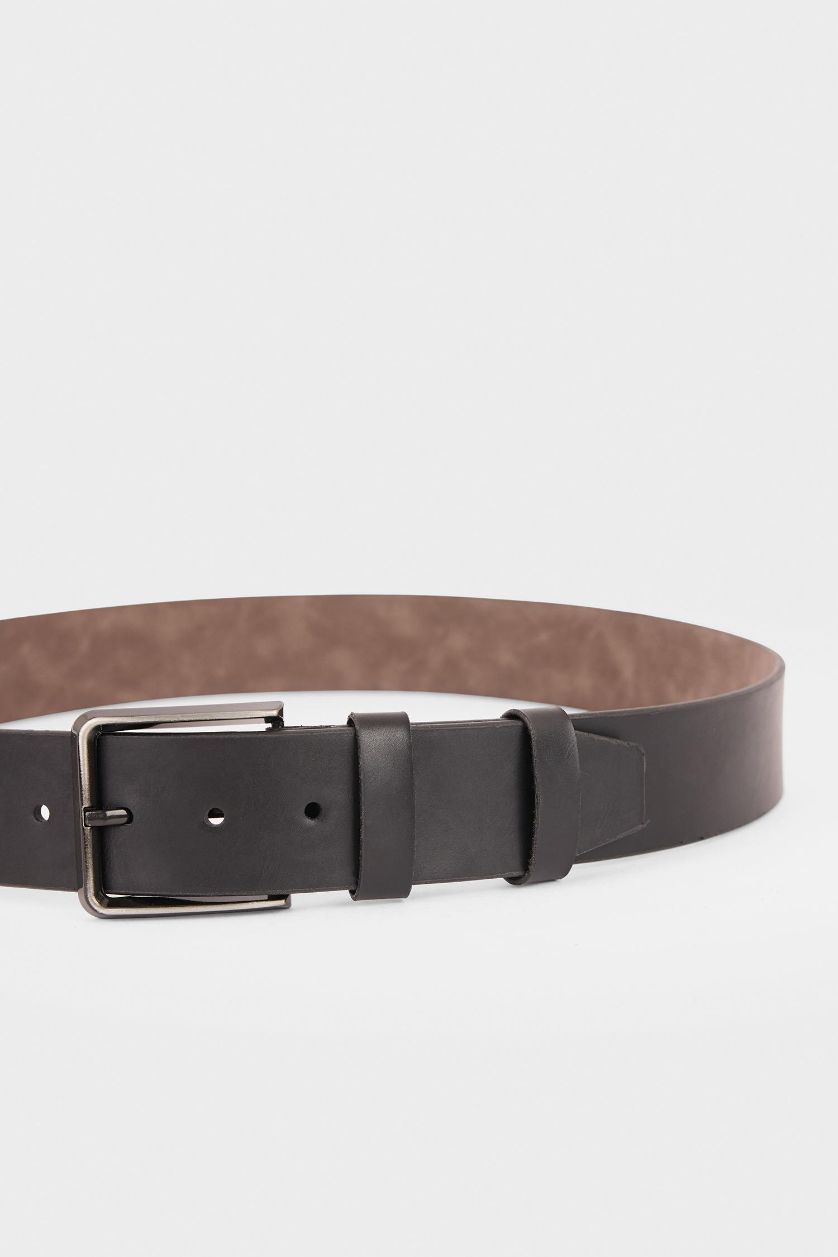 رجال أسود حزام رجالي جلد صناعي بمشبك مستطيل