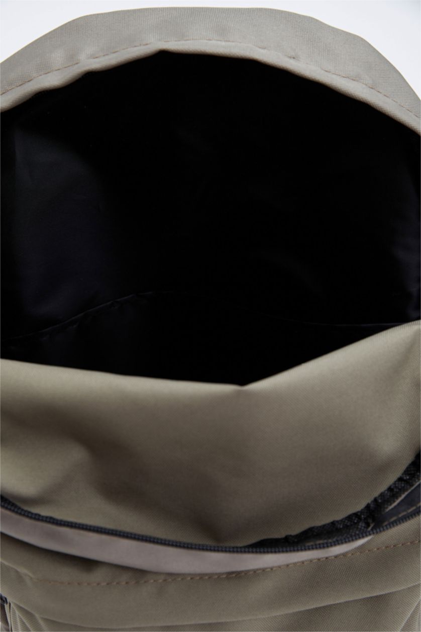 Erkek Haki Erkek Slogan işlemeli Laptop Bölmeli Okul Sırt Çantası