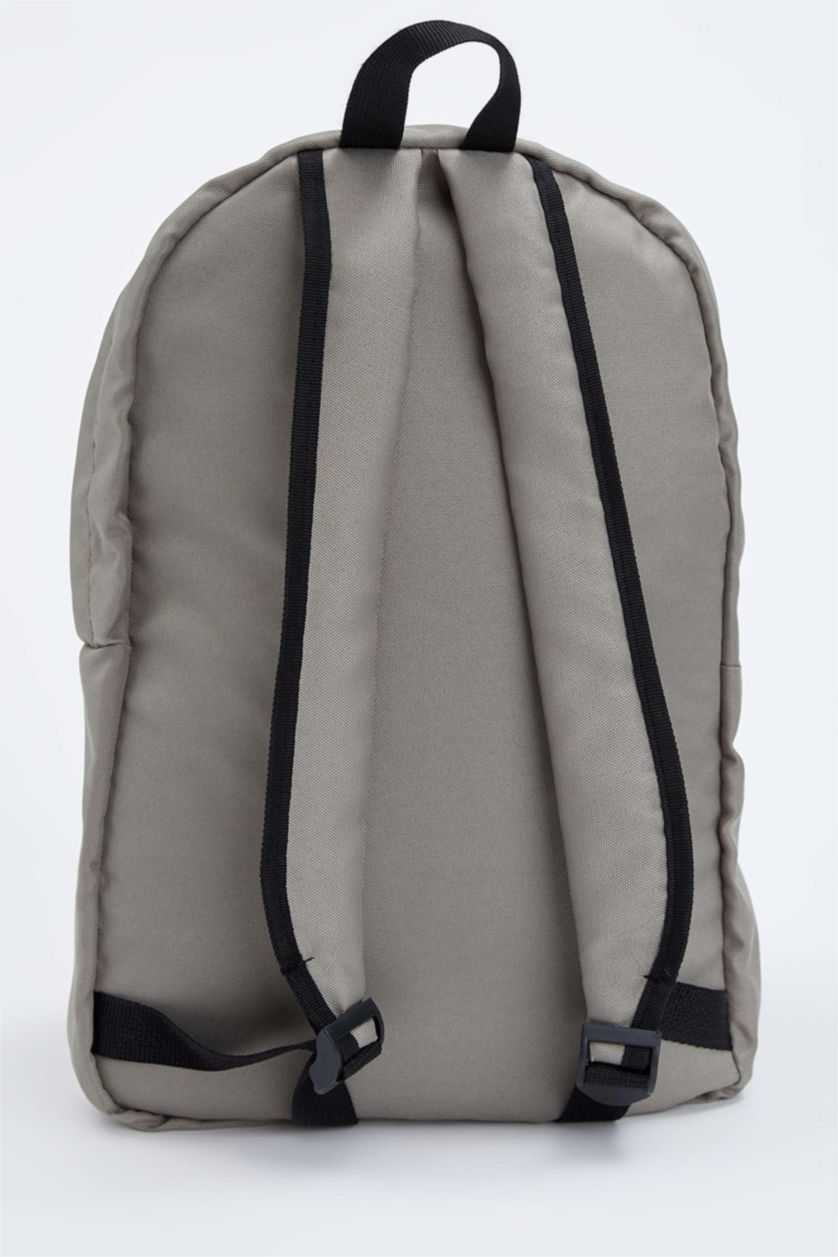 Erkek Haki Erkek Slogan işlemeli Laptop Bölmeli Okul Sırt Çantası