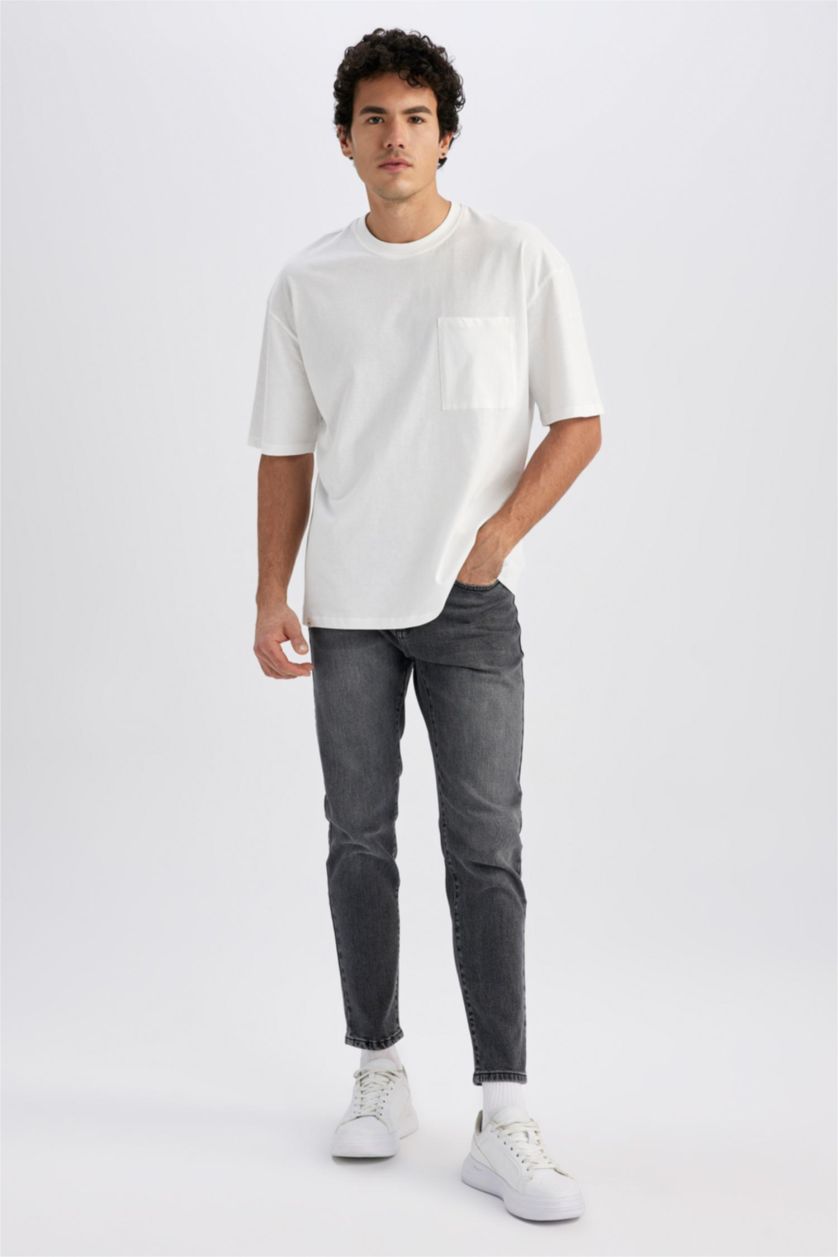 رجال بيج فاتح تي شيرت قطن بيزك اوفر سايز بياقة مستديرة