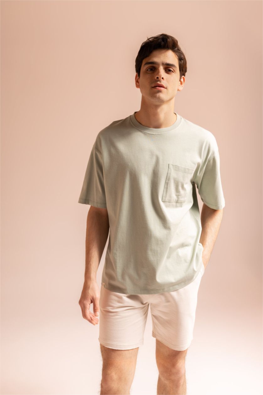 MAN Light Green Oversized Short Sleeve One Side Pocket T-Shirt