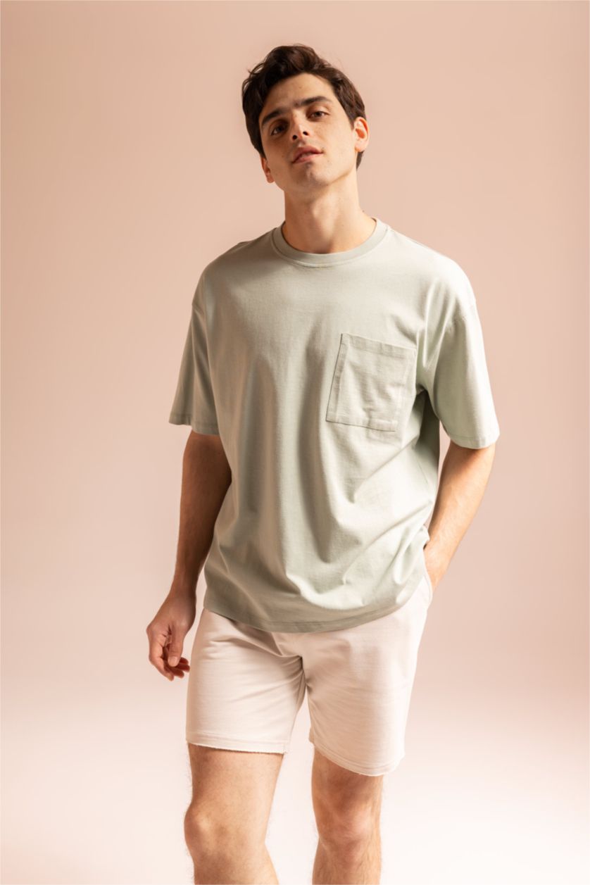 MAN Light Green Oversized Short Sleeve One Side Pocket T-Shirt