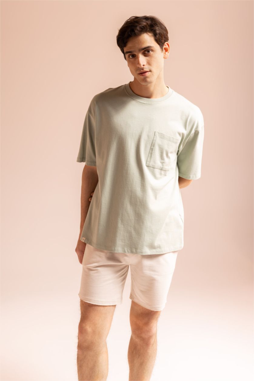 MAN Light Green Oversized Short Sleeve One Side Pocket T-Shirt