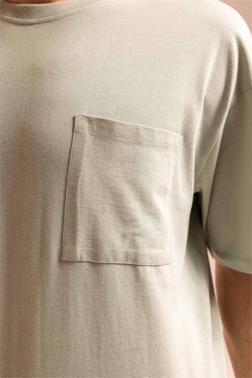 MAN Light Green Oversized Short Sleeve One Side Pocket T-Shirt