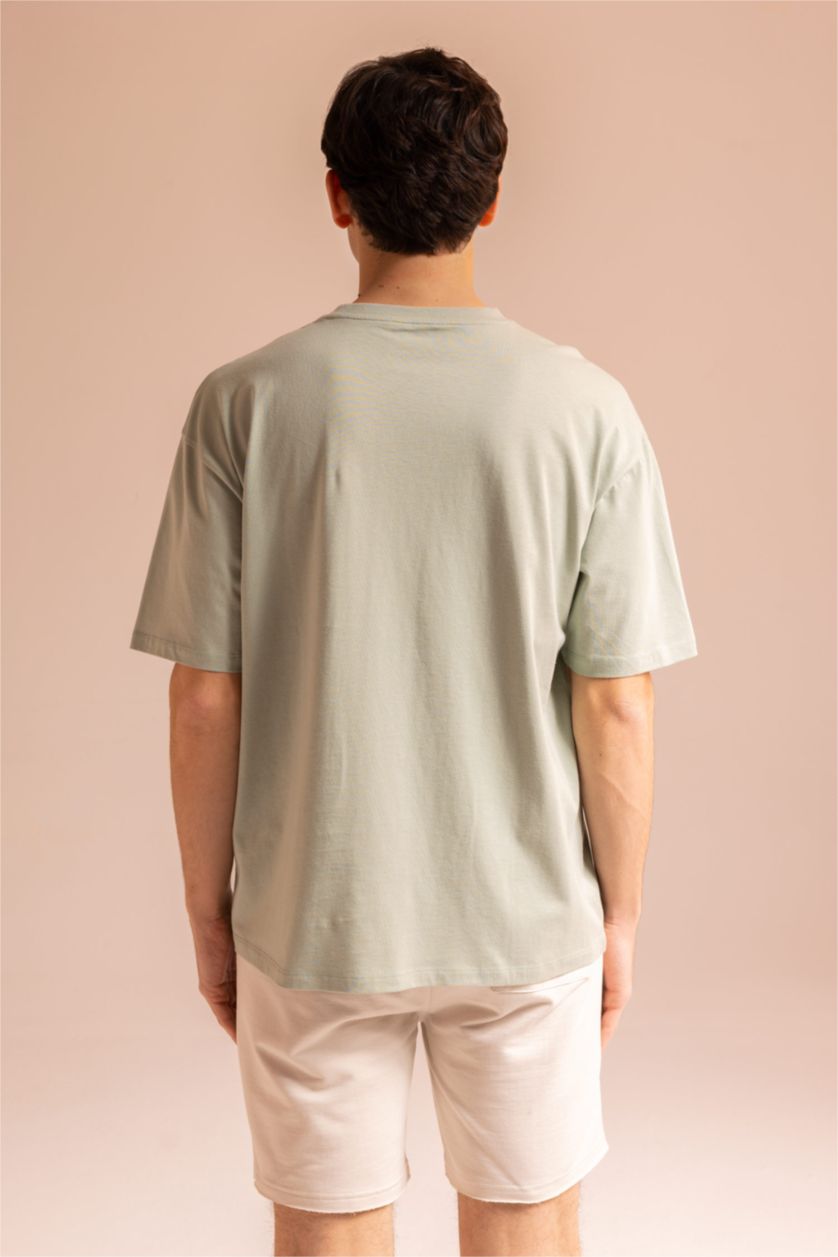 MAN Light Green Oversized Short Sleeve One Side Pocket T-Shirt