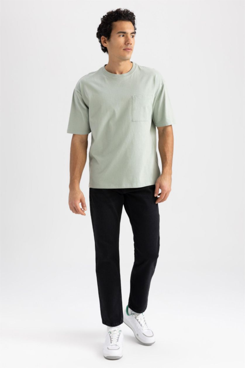 MAN Light Green Oversized Short Sleeve One Side Pocket T-Shirt