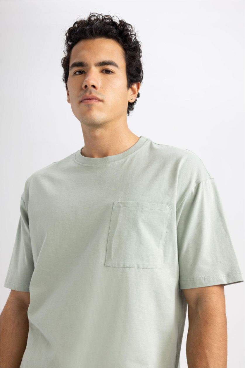 MAN Light Green Oversized Short Sleeve One Side Pocket T-Shirt