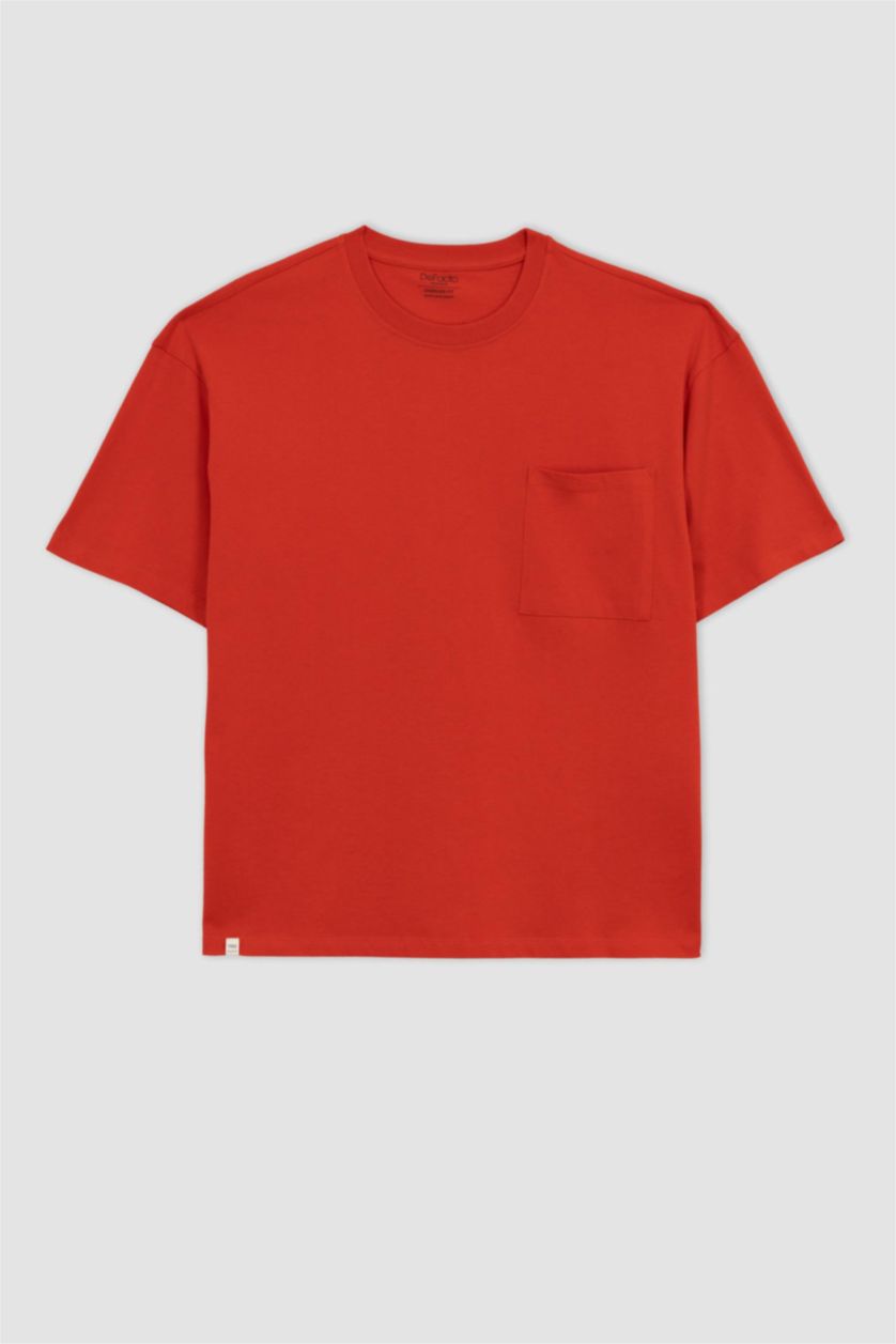MAN Red Oversize Fit Crew Neck Basic Short Sleeve T-Shirt