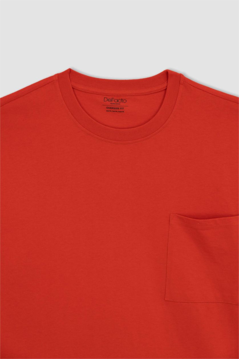 MAN Red Oversize Fit Crew Neck Basic Short Sleeve T-Shirt