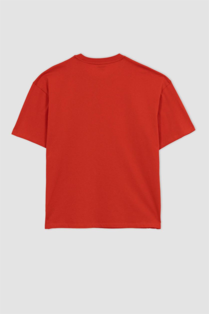 MAN Red Oversize Fit Crew Neck Basic Short Sleeve T-Shirt