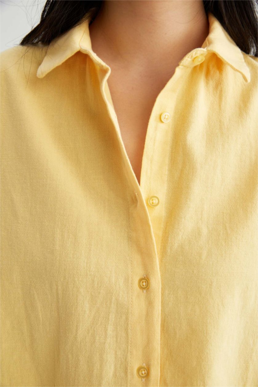 FEMME Jaune Chemises à manches longues Lin Col De Chemise