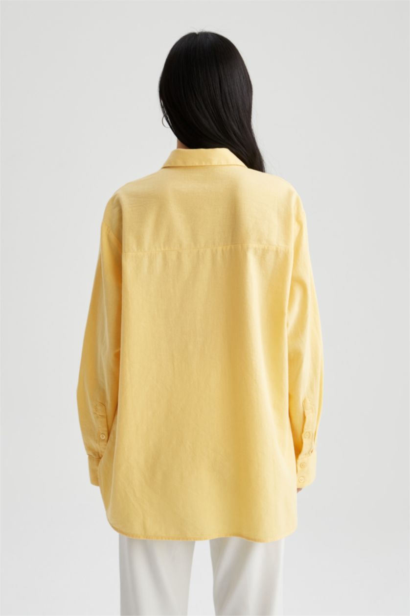 FEMME Jaune Chemises à manches longues Lin Col De Chemise