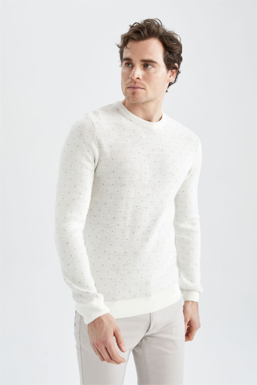 MAN White Slim Fit Crew Neck Pullover