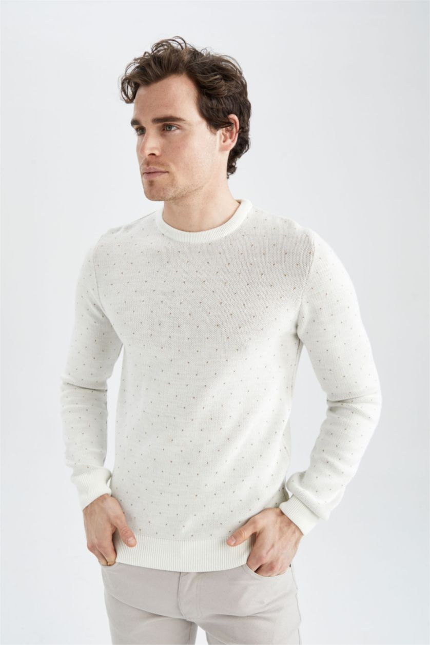 MAN White Slim Fit Crew Neck Pullover