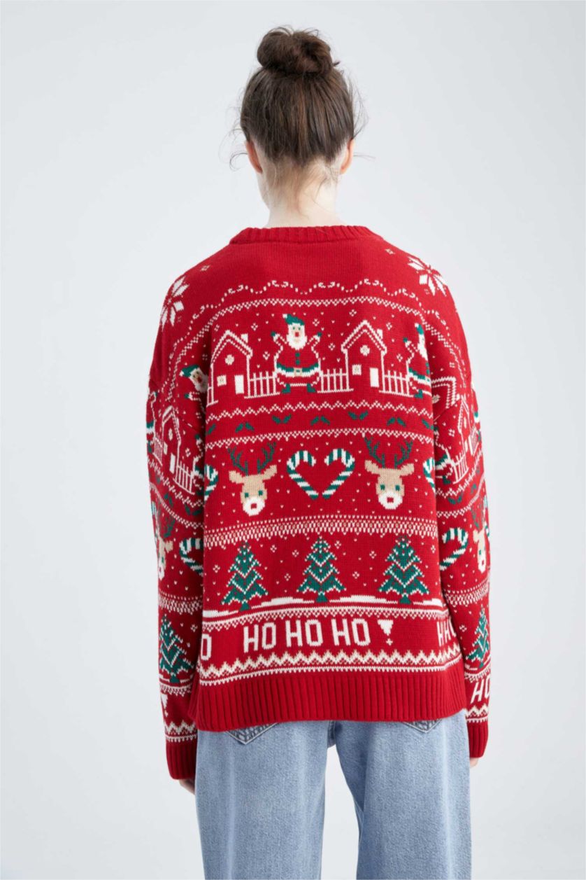 Kadın Kırmızı Regular Fıt Kazak