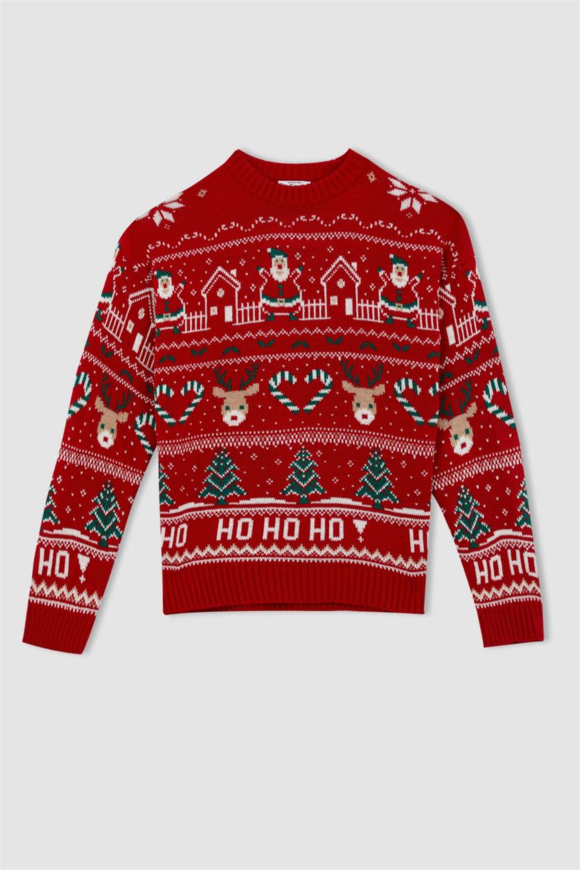 Kadın Kırmızı Regular Fıt Kazak