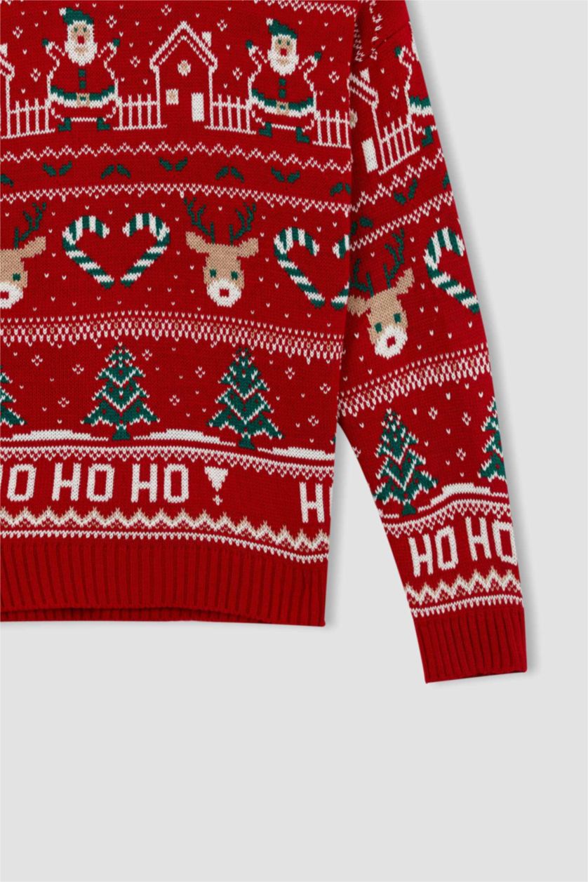 Kadın Kırmızı Regular Fıt Kazak