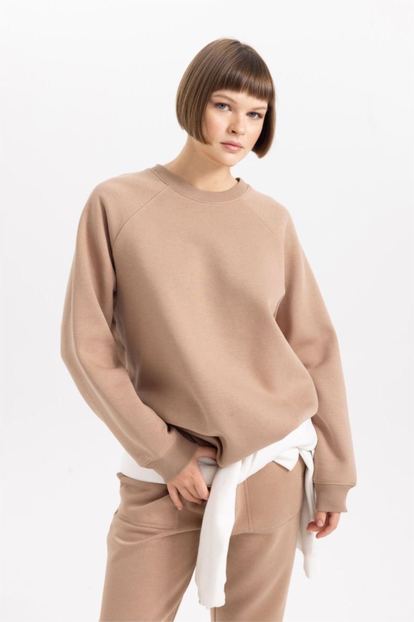 WOMAN Vison Oversize Fit Crew Neck Thick Sweatshirt Fabric Sweatshirt