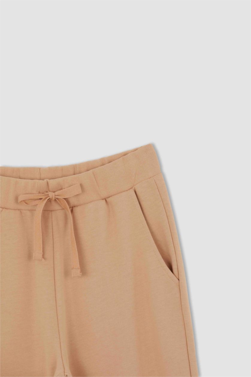 نساء بيج Regular Fit Thin Sweatshirt Fabric Trousers