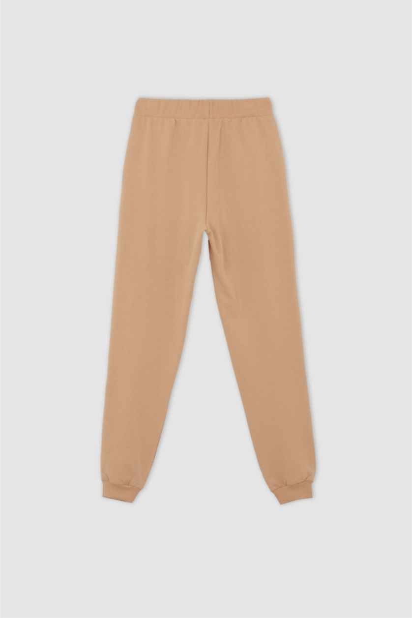 نساء بيج Regular Fit Thin Sweatshirt Fabric Trousers