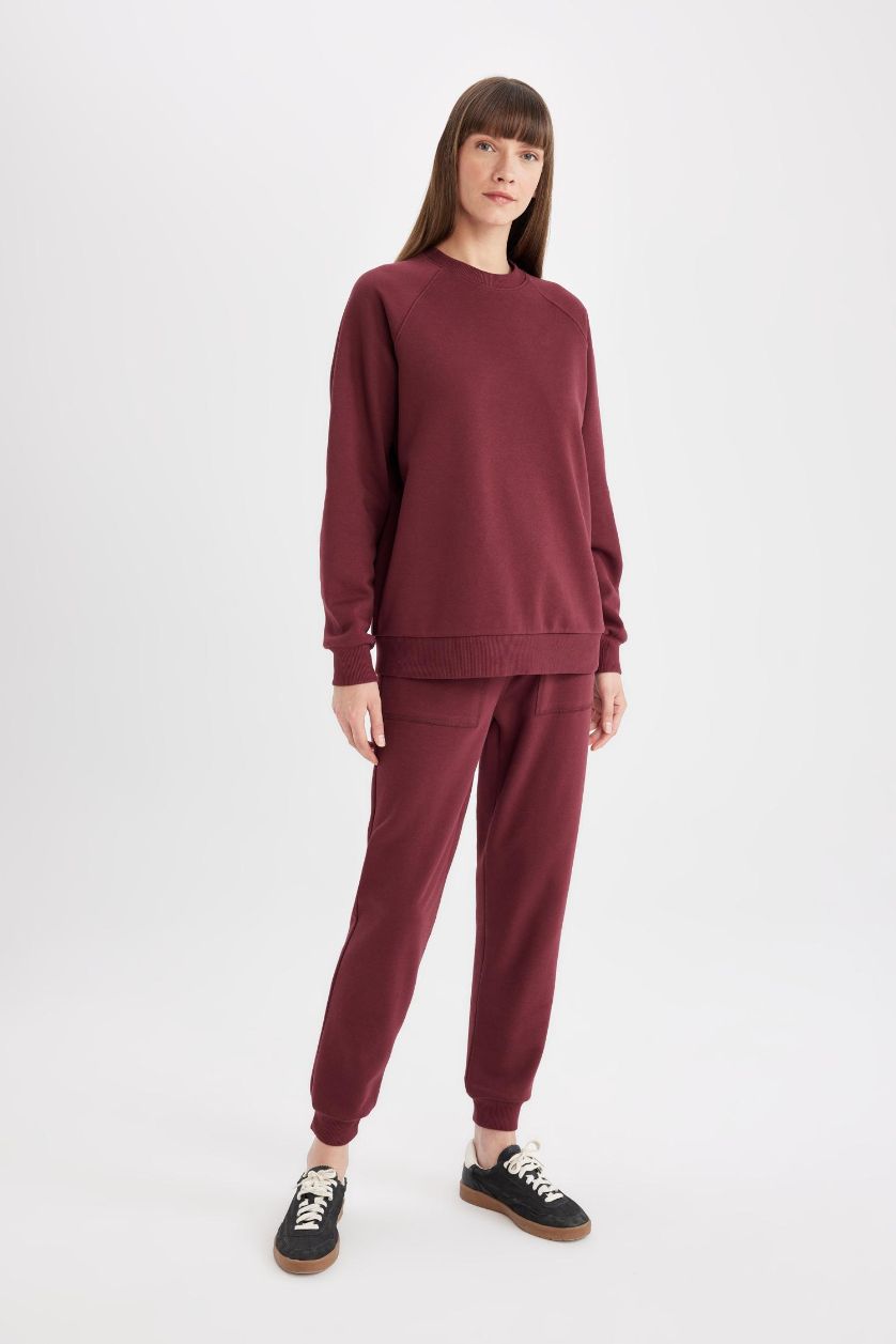 حريمي خمري بنطلون سويت بانتس جوجر قصة عادية بجيب ورباط