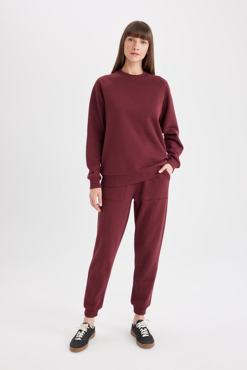 حريمي خمري بنطلون سويت بانتس جوجر قصة عادية بجيب ورباط