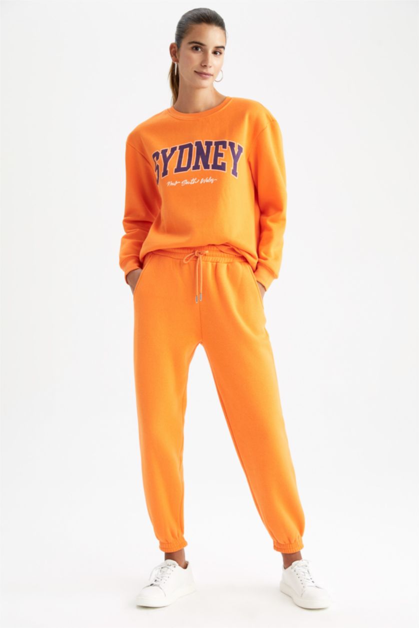 WOMAN Orange jogger Thick Sweatshirt Fabric Trousers