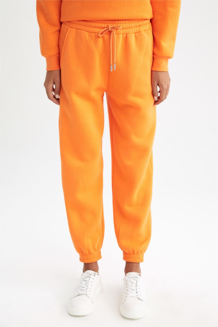WOMAN Orange jogger Thick Sweatshirt Fabric Trousers