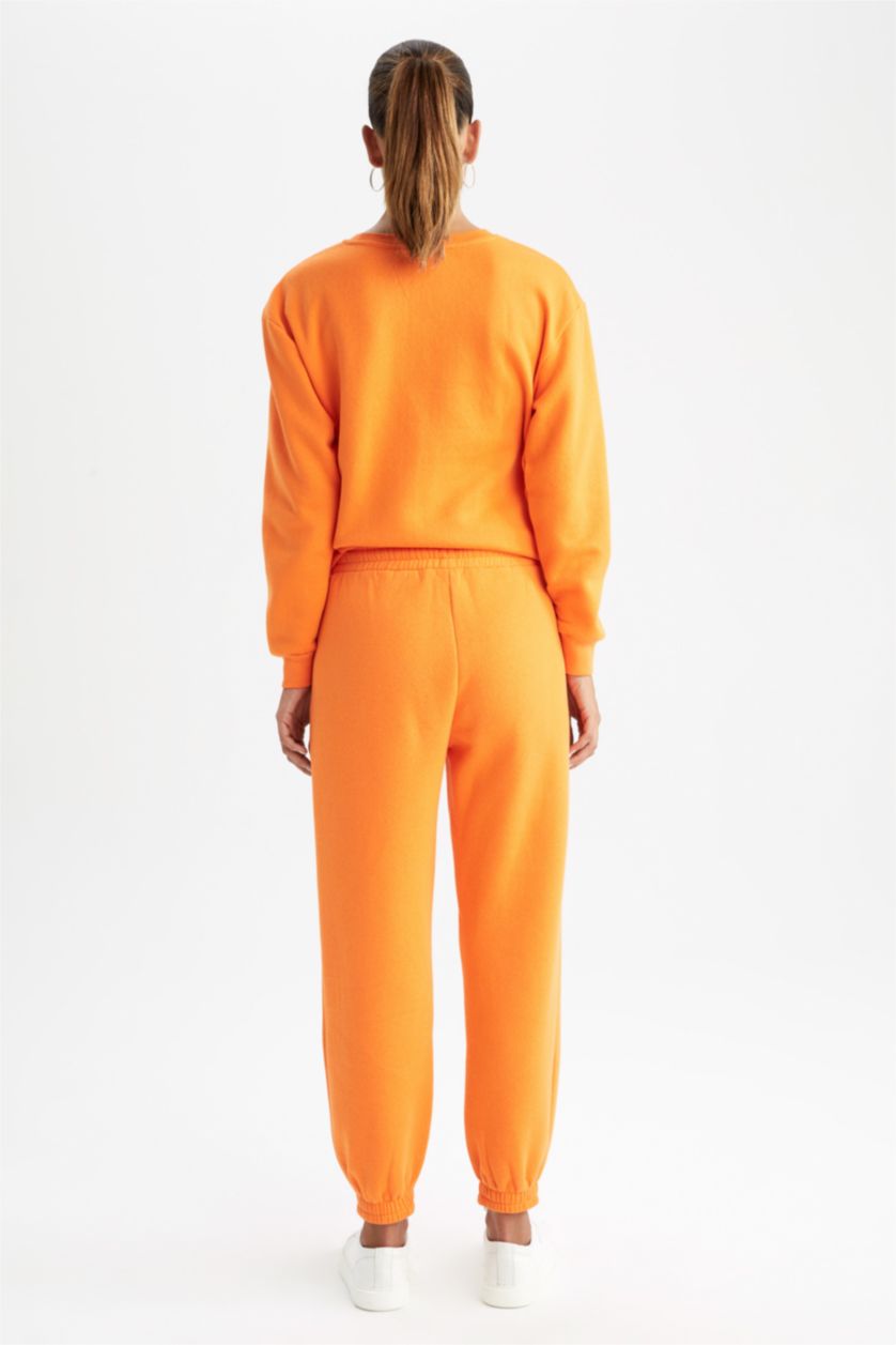 WOMAN Orange jogger Thick Sweatshirt Fabric Trousers