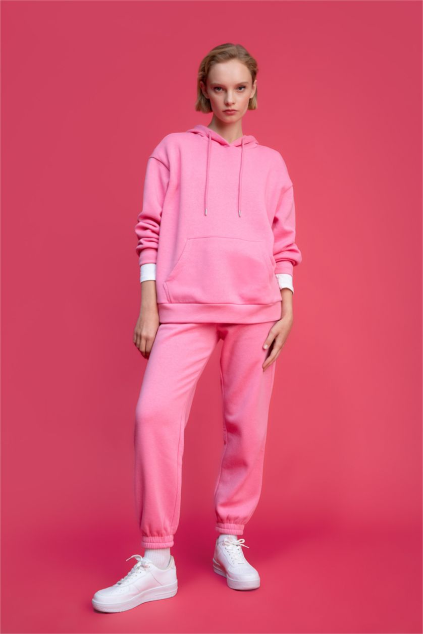WOMAN Pink jogger Thick Sweatshirt Fabric Trousers